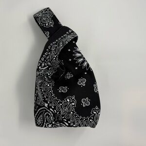 Yaito Black and White Bandana Paisley Print Bag